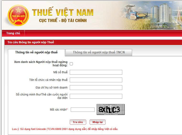 Tra cứu mã số thuế doanh nghiệp