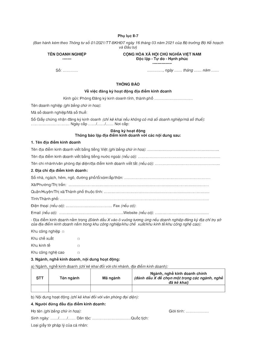 thành lập địa điểm kinh doanh khác quận