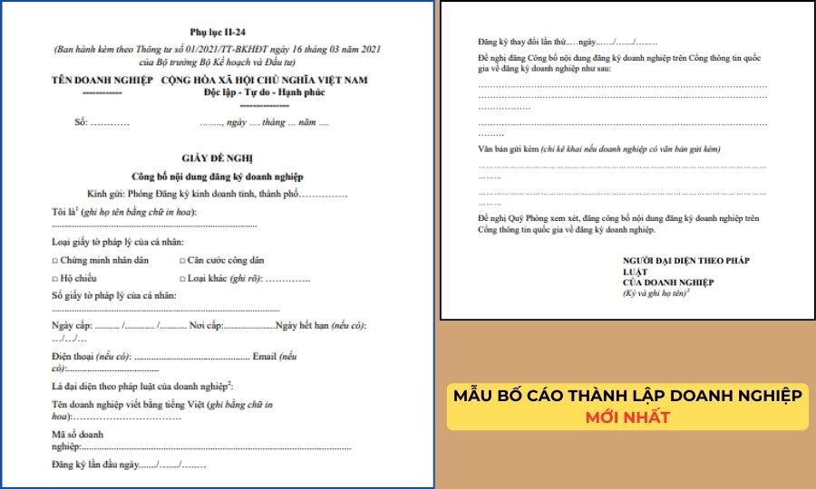 Mẫu bố cáo thành lập công ty​ mới nhất.